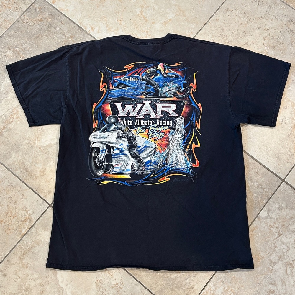 WAR White Alligator Racing Shirt Men XL‎ Black Port Company Essential Tee Cotton